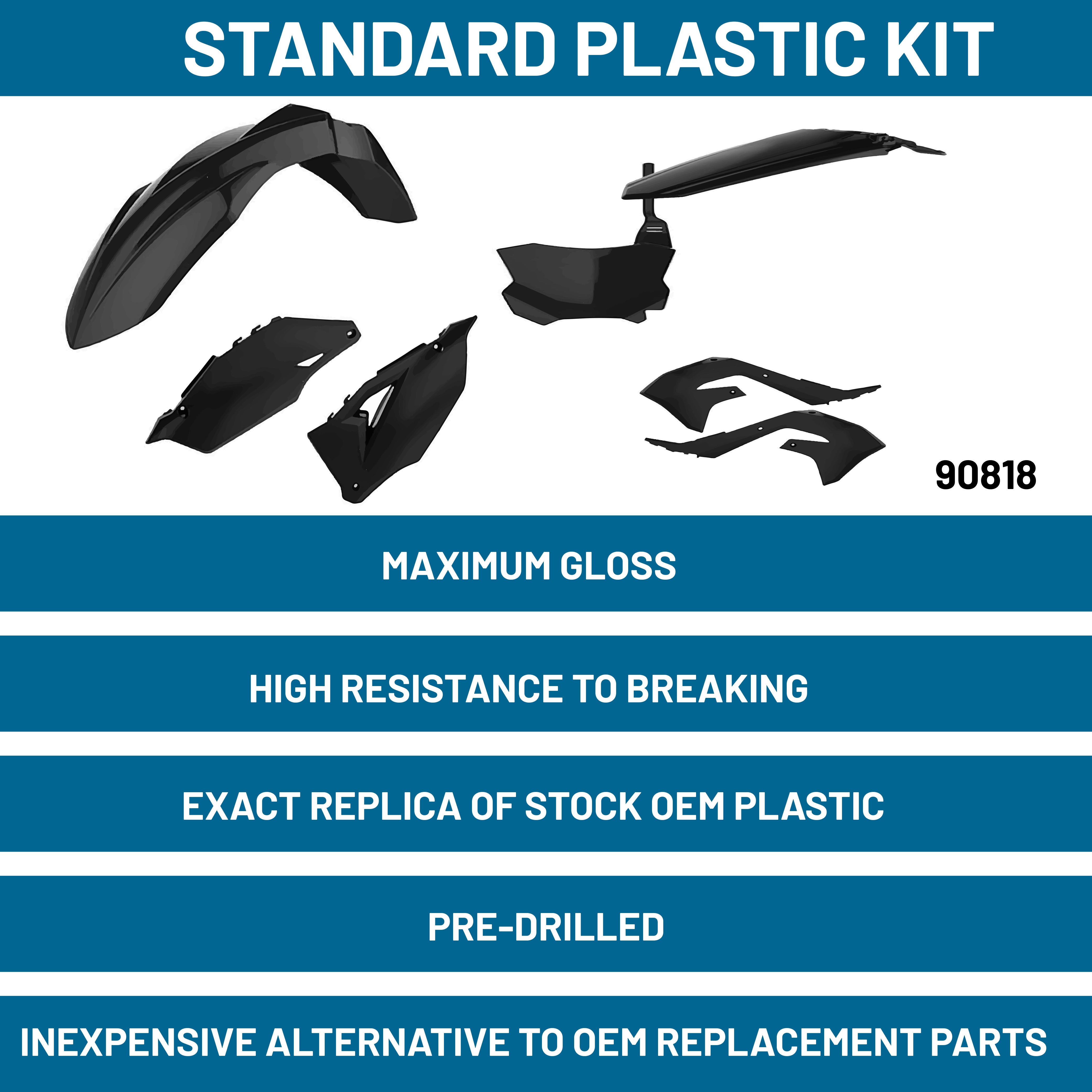 Polisport Full Plastic Kit for Kawasaki KX 450F (2019-23) OEM Quality Restyling Kit with Superior Fit, Flexibility, and Durability (Black)