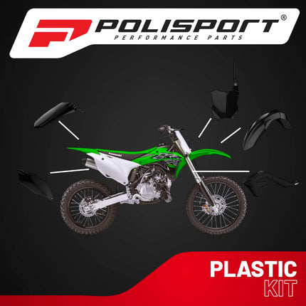 Polisport Motocross (MX) Replica Plastic Kit for Kawasaki KX 250F (2019-24) Dirt Bike – OEM Quality, Durable, Flexible & Perfect Fit – Black