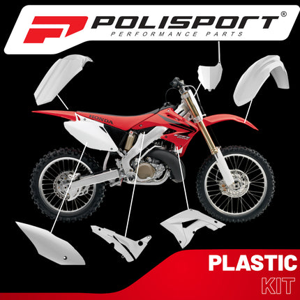 Polisport Motocross (MX) Restyling Kit for Honda CR125/250 (2004-07) Dirt Bike – OEM Quality, Durable, Flexible & Perfect Fit – White