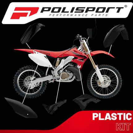 Polisport Motocross (MX) Restyling Kit for Honda CR125/250 (2004-07) Dirt Bike – OEM Quality, Durable, Flexible & Perfect Fit – Black