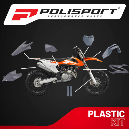 Polisport Motocross (MX) Replica Plastic Kit for KTM SX/SX-F XC/XC-F (2016-18) Dirt Bike – OEM Quality, Durable, Flexible & Perfect Fit – Nardo Gray