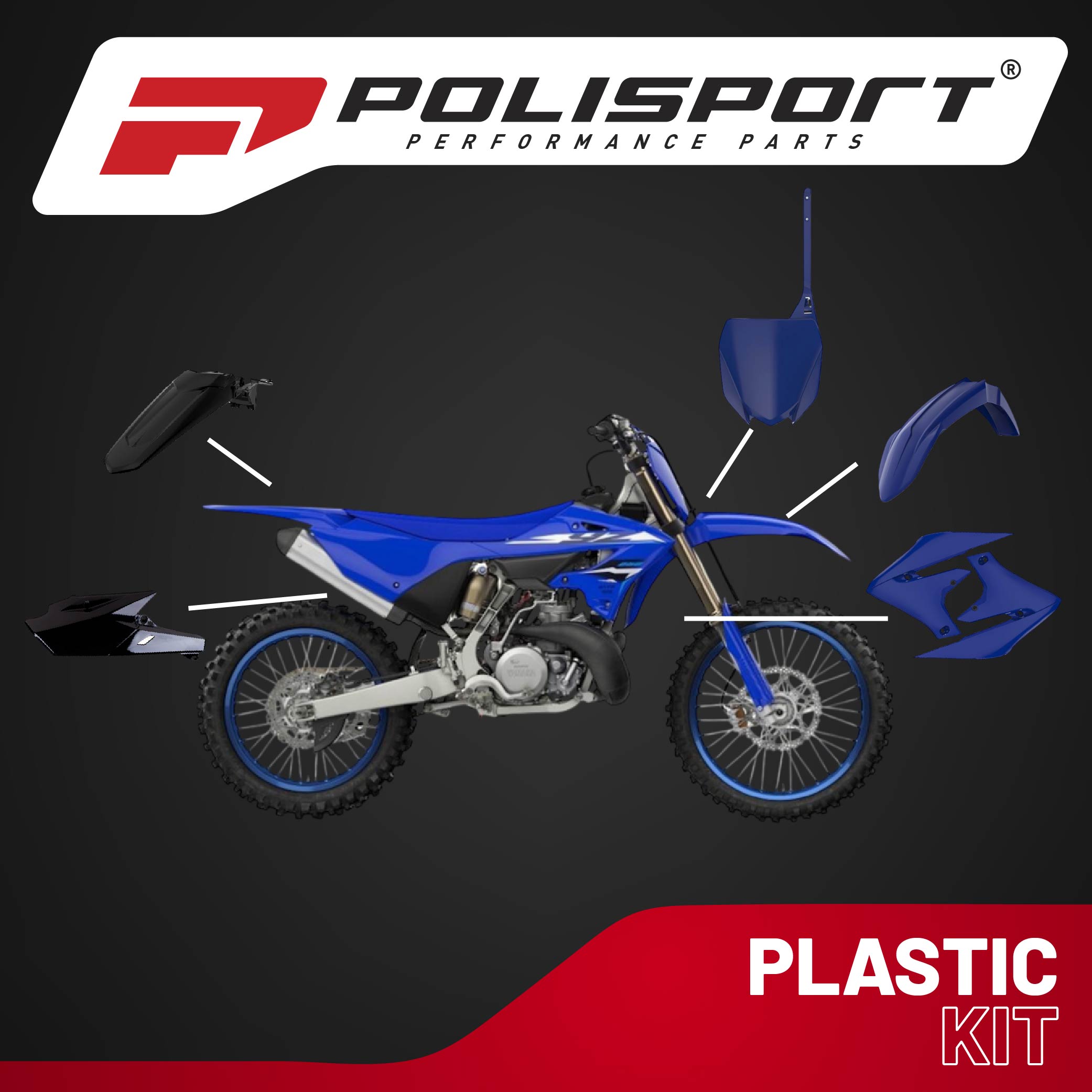 Polisport Motocross (MX) Replica Plastic Kit for Yamaha YZ 250F (2019-23) Dirt Bike