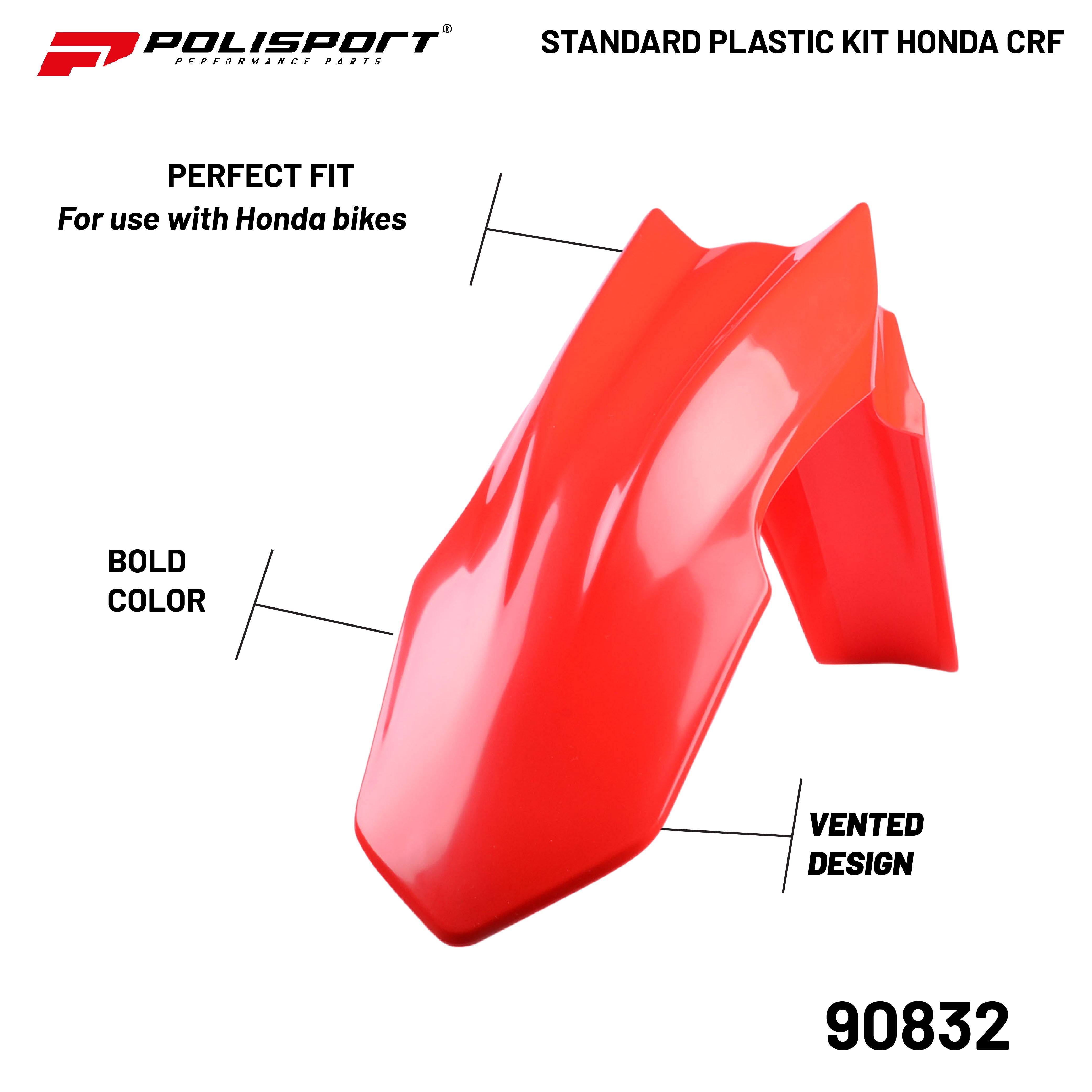 Polisport Full Plastic Kit for Honda CRF 250R (2014-17) OEM Quality Restyling Kit with Superior Fit, Flexibility, and Durability (Red/Black)