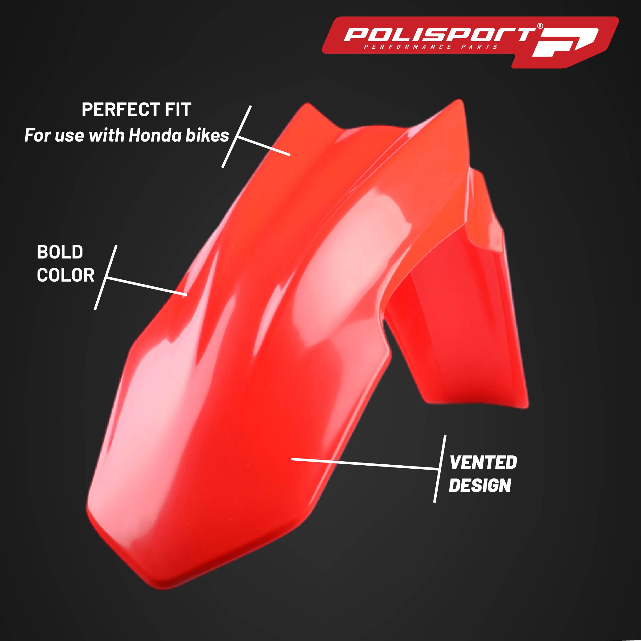 Polisport Motocross (MX) Replica Plastic Kit for Honda CRF 450R (2013-16) Dirt Bike – OEM Quality, Durable, Flexible & Perfect Fit – Red/Black