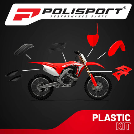 Polisport Motocross (MX) Replica Plastic Kit for Honda CRF 450R (2017-20) Dirt Bike – OEM Quality, Durable, Flexible & Perfect Fit – Red/Black
