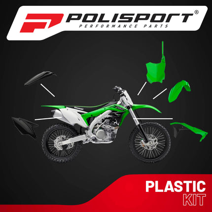 Polisport Motocross (MX) Replica Plastic Kit for Kawasaki KX 450F (2016-18) Dirt Bike – OEM Quality, Durable, Flexible & Perfect Fit – Green/Black