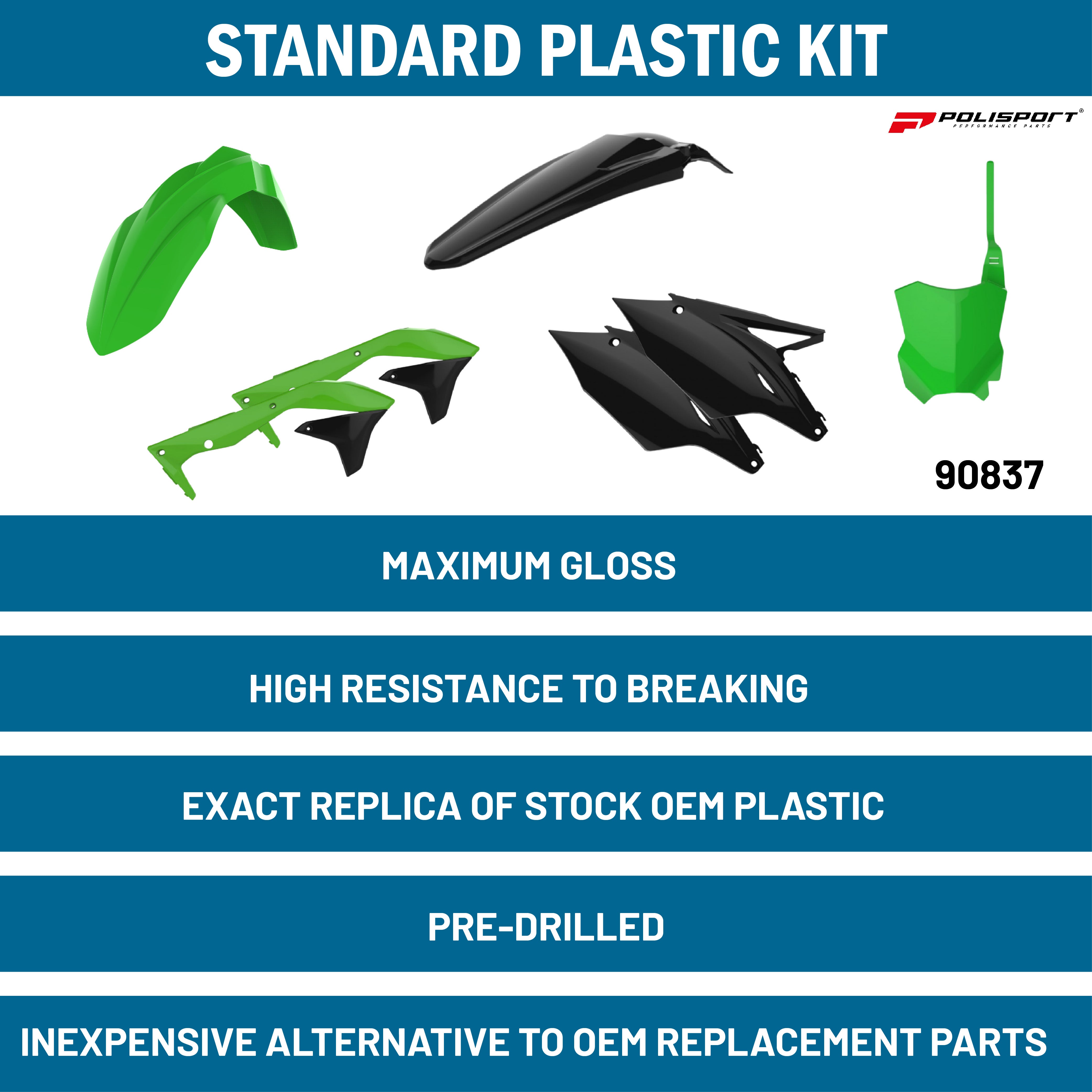 Polisport Plastic Restyling Kit for Kawasaki KX 450F (2016 18) Green/Black