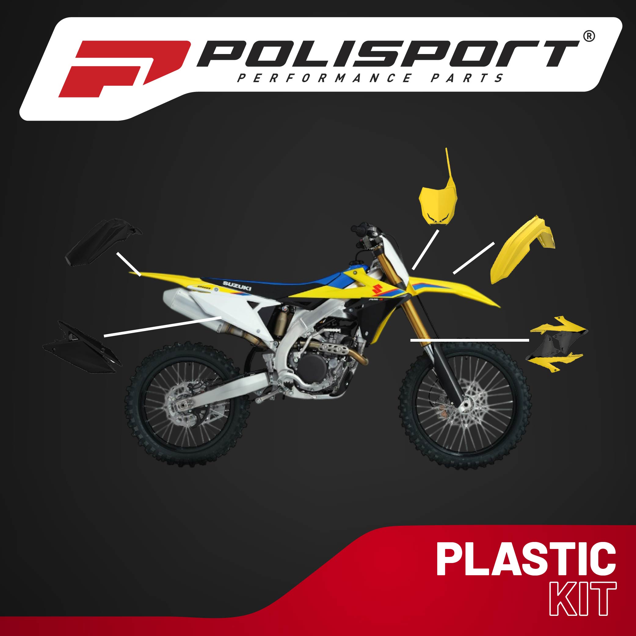 Polisport Motocross (MX) Replica Plastic Kit for Suzuki RMZ 250