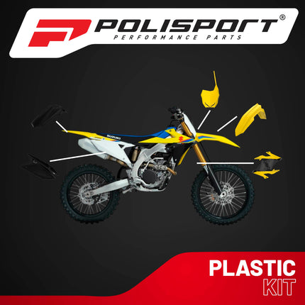 Polisport Motocross (MX) Replica Plastic Kit for Suzuki RMZ 250 (2019-24) Dirt Bike