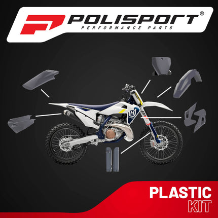 Polisport Motocross (MX) Replica Plastic Kit for Husqvarna TC & FC (2019–2022) Dirt Bike – OEM Quality, Durable, Flexible & Perfect Fit – Nardo Grey