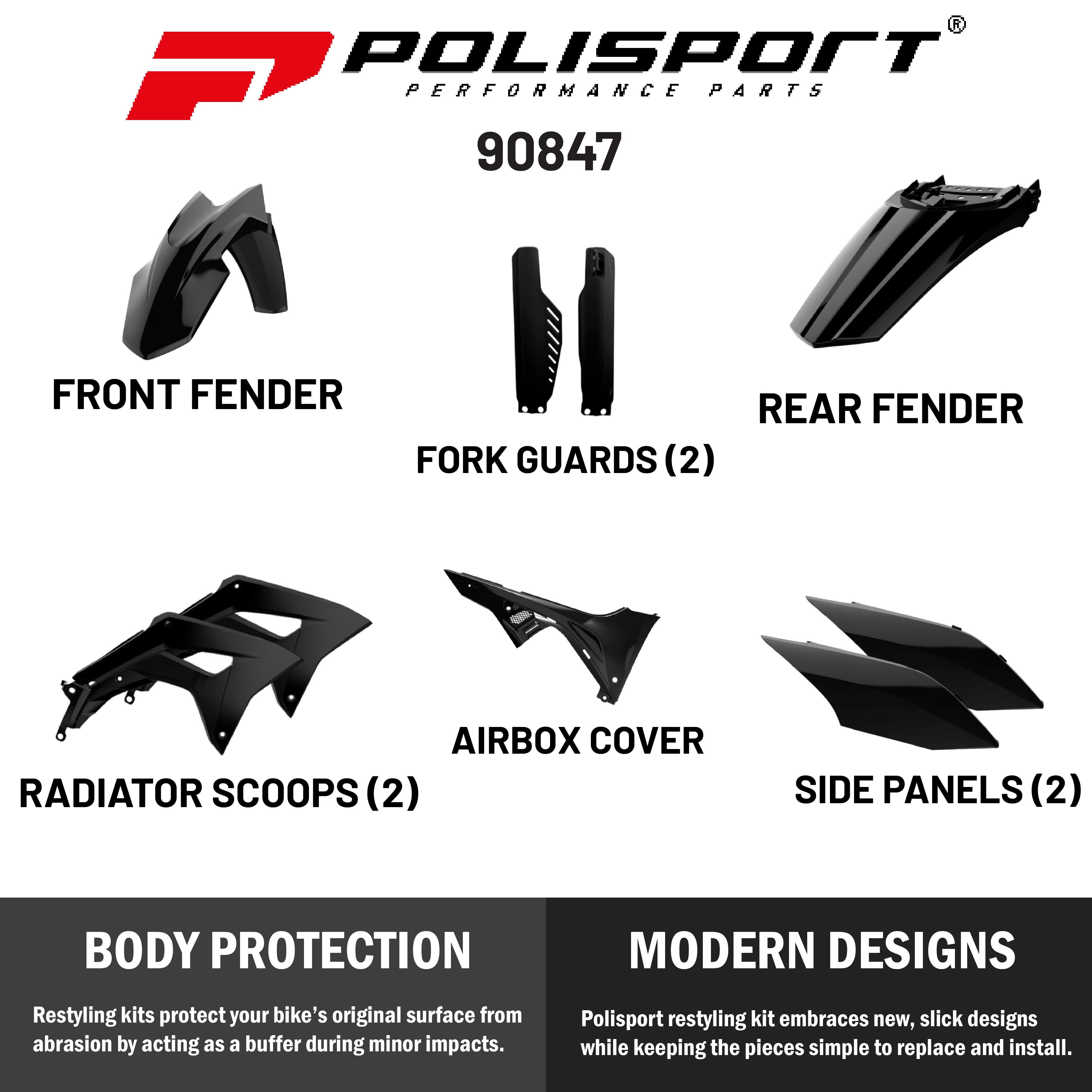 Polisport Plastic Restyling Kit for Honda CRF 150L (2017-2025) Black