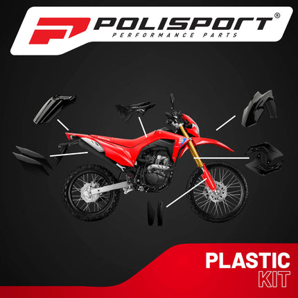 Polisport Motocross (MX) Replica Plastic Kit for Honda CRF 150L (2017-25) Dirt Bike – OEM Quality, Durable, Flexible & Perfect Fit – Black