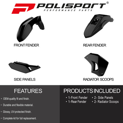 Polisport Motocross (MX) Replica Plastic Enduro Kit for Kawasaki KLR 650 (2008-2018) Dirt Bike