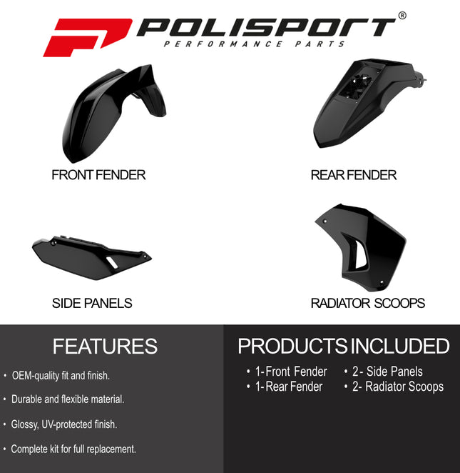 Polisport Motocross (MX) Replica Plastic Enduro Kit for Kawasaki KLR 650 (2008-2018) Dirt Bike