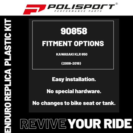 Polisport Motocross (MX) Replica Plastic Enduro Kit for Kawasaki KLR 650 (2008-2018) Dirt Bike