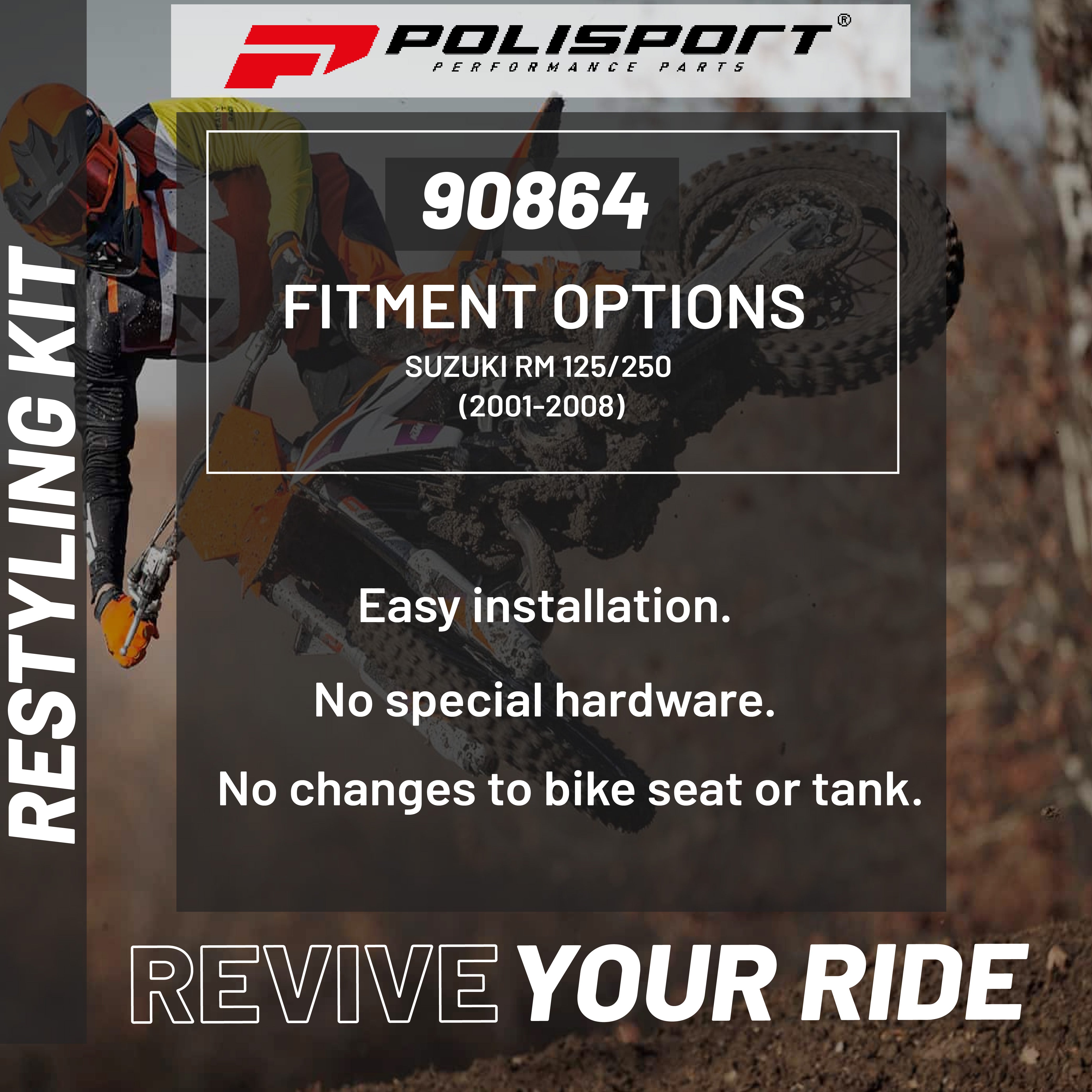 Polisport Restyling Kit Suzuki RM 125/250 (2001-08) OEM Quality (Yellow & White)