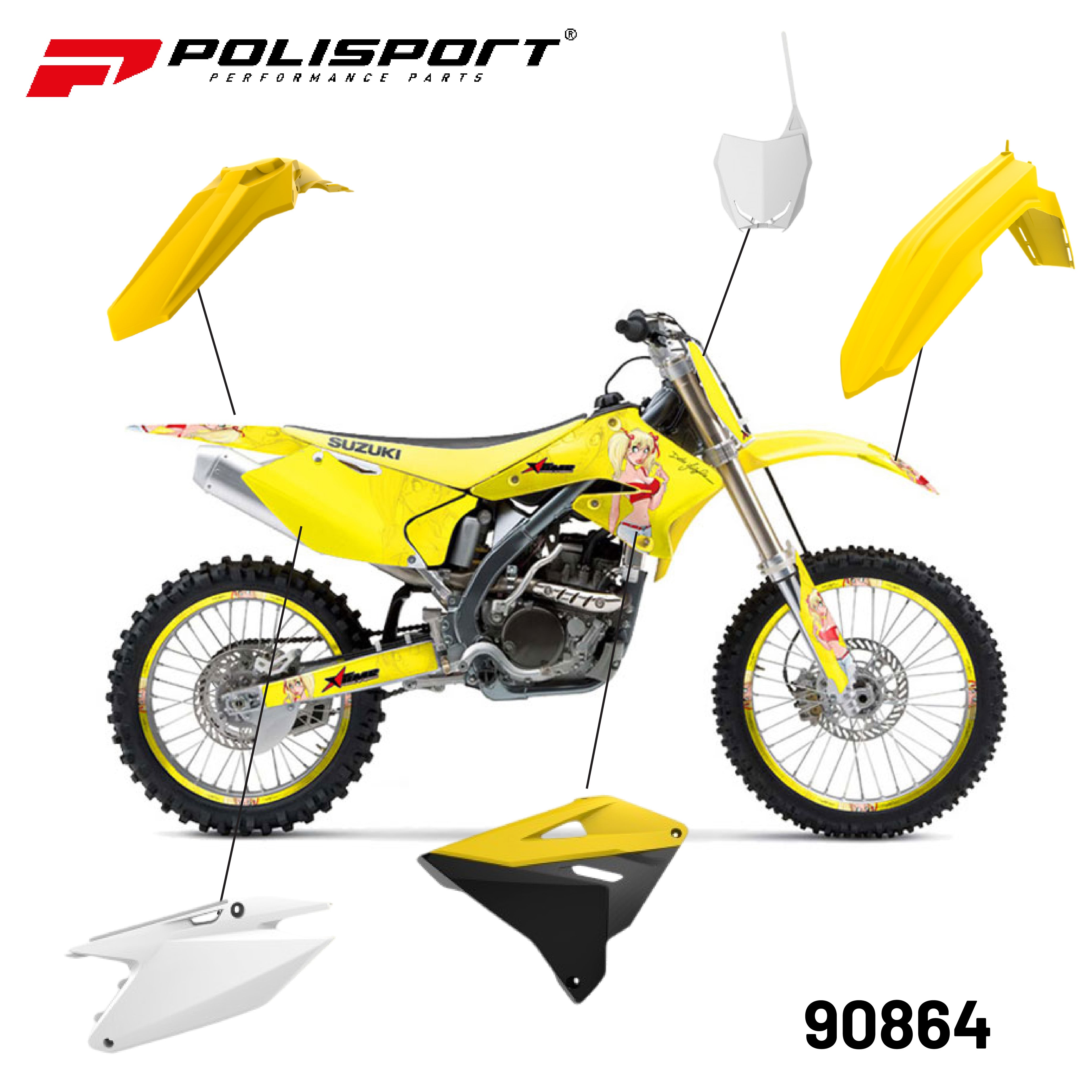 Polisport Restyling Kit Suzuki RM 125/250 (2001-08) OEM Quality (Yellow & White)