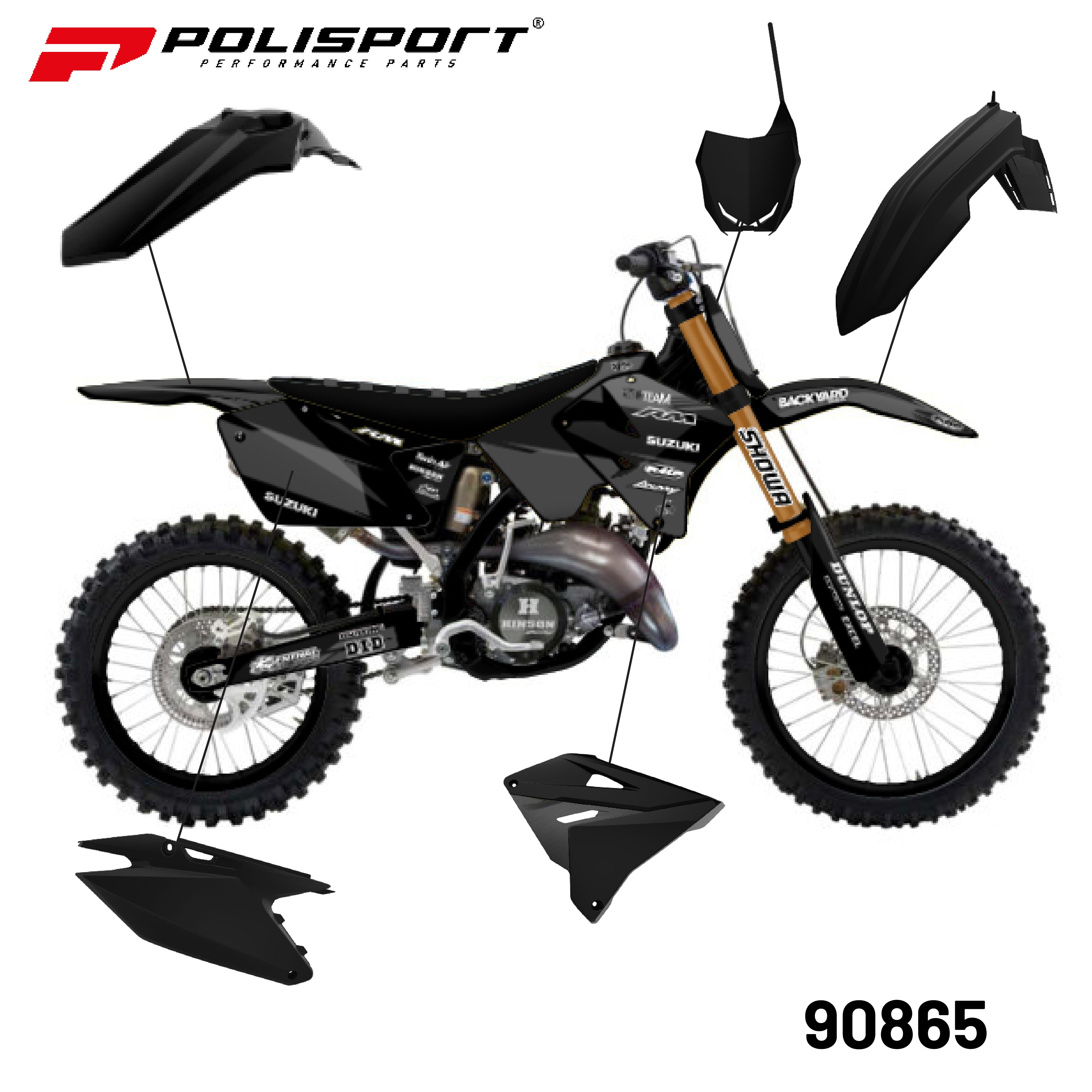 Polisport Plastic Restyling Kit for Suzuki RM 125/250 (2001-2008) Black