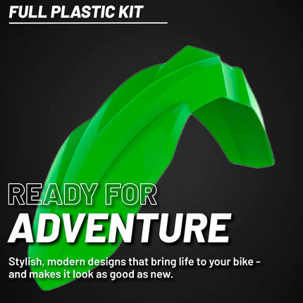 Polisport Motocross (MX) Replica Plastic Kit for Kawasaki KX 250F (2019-24) Dirt Bike – OEM Quality, Durable, Flexible & Perfect Fit – Green