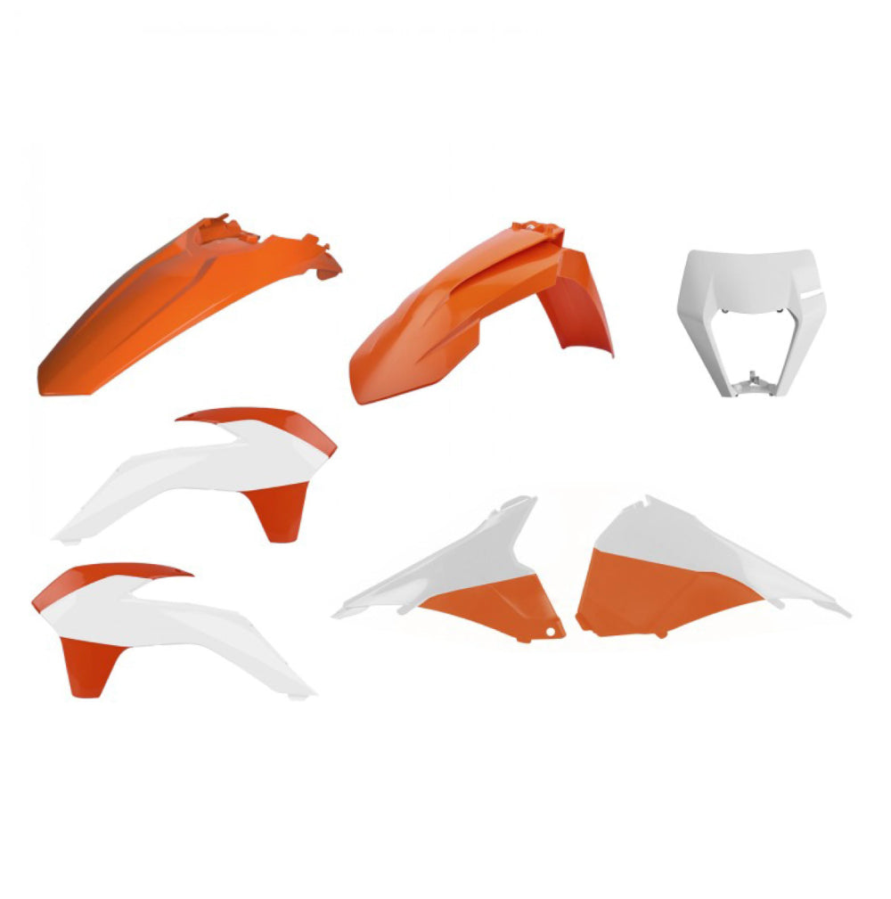 Polisport Motocross (MX) Restyling Kit for KTM EXC/EXC-F/XC-W/XCF-W (2014-16) Dirt Bike – OEM Quality, Durable, Flexible & Perfect Fit – Orange/White