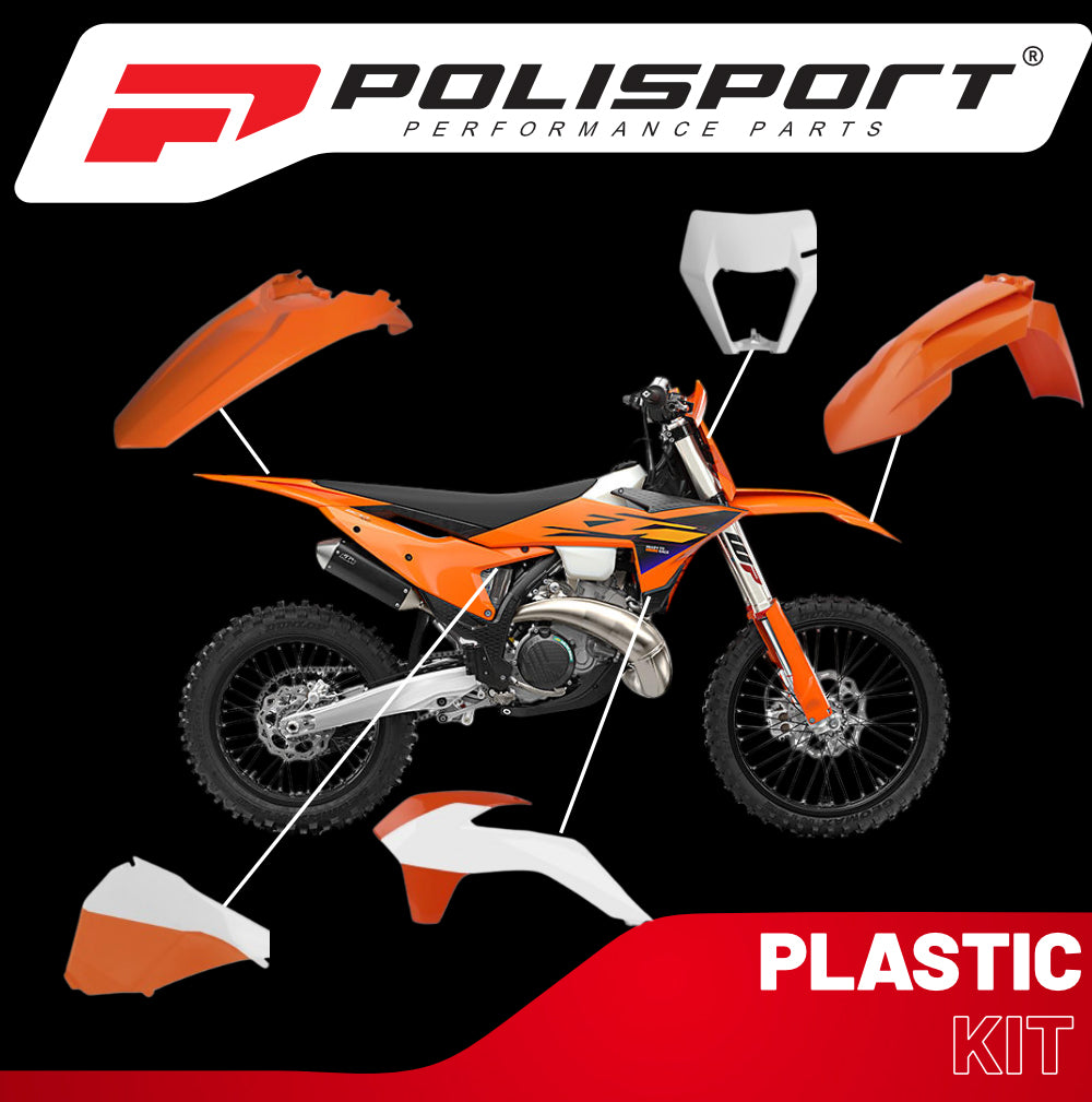 Polisport Motocross (MX) Restyling Kit for KTM EXC/EXC-F/XC-W/XCF-W (2014-16) Dirt Bike – OEM Quality, Durable, Flexible & Perfect Fit – Orange/White