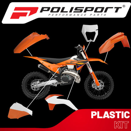Polisport Motocross (MX) Restyling Kit for KTM EXC/EXC-F/XC-W/XCF-W (2014-16) Dirt Bike – OEM Quality, Durable, Flexible & Perfect Fit – Orange/White