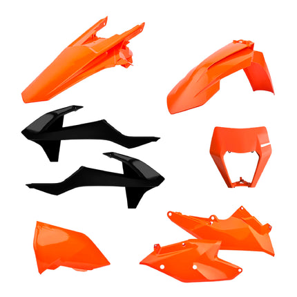 Polisport Motocross (MX) Replica Plastic Kit for KTM EXC/EXC-F/ XC-W & XCF-W (2017–2019) Dirt Bike – OEM Quality, Durable, Flexible & Perfect Fit – Orange/Black