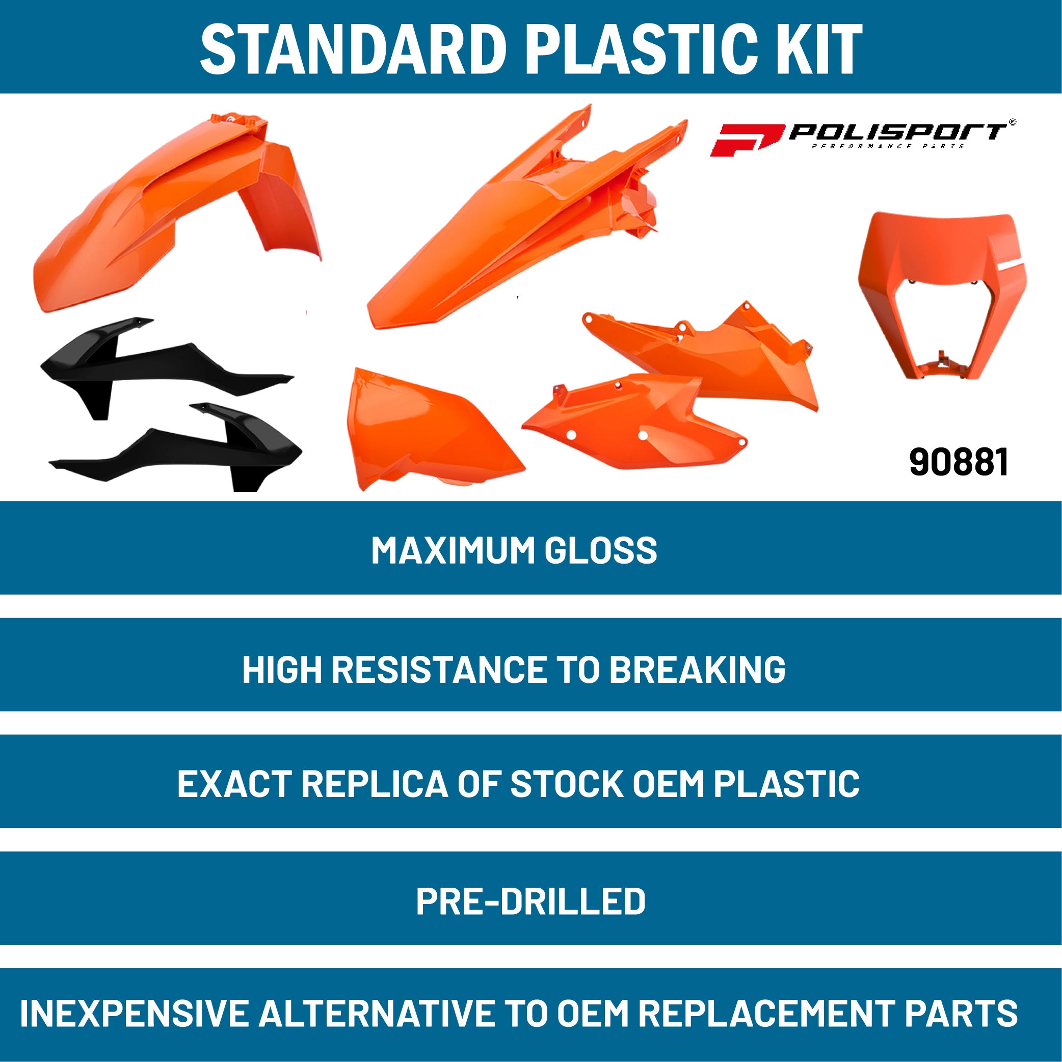 Polisport Standard Replica Plastic Kit KTM ECX/ECX-F/XC-W/XCF-W(17-19) OEM Color