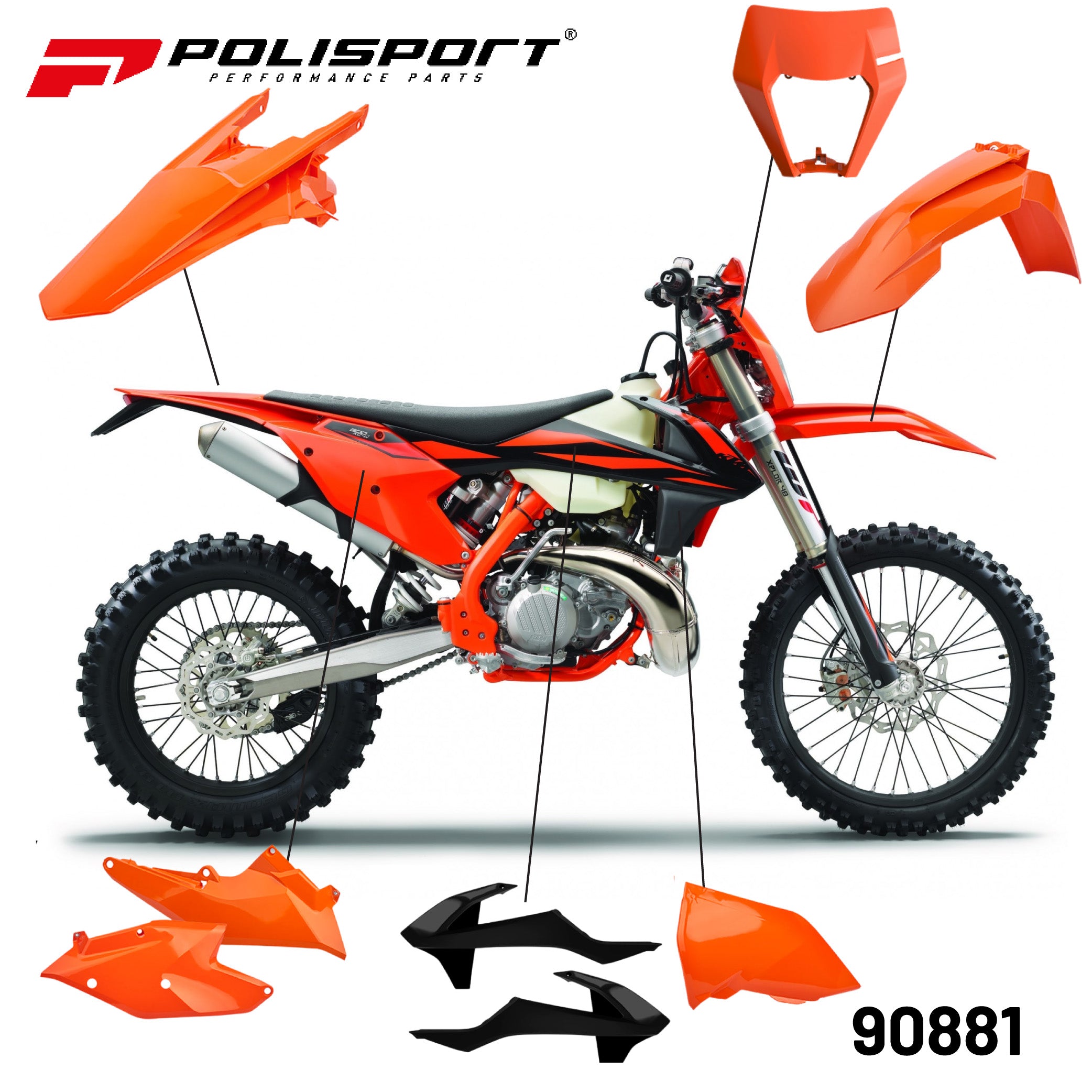 Polisport Standard Replica Plastic Kit KTM ECX/ECX-F/XC-W/XCF-W(17-19) OEM Color