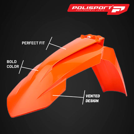 Polisport Motocross (MX) Replica Plastic Kit for KTM EXC/EXC-F/ XC-W & XCF-W (2017–2019) Dirt Bike – OEM Quality, Durable, Flexible & Perfect Fit – Orange/Black