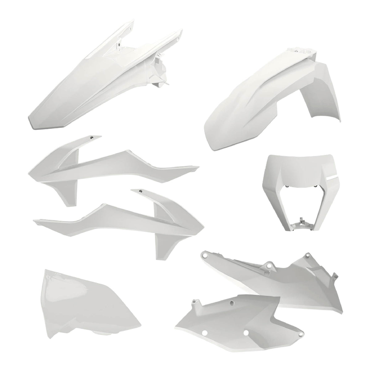 Polisport Motocross (MX) Replica Plastic Kit for KTM EXC/EXC-F & XC-W/XCF-W (2017–2019) Dirt Bike – OEM Quality, Durable, Flexible & Perfect Fit – White