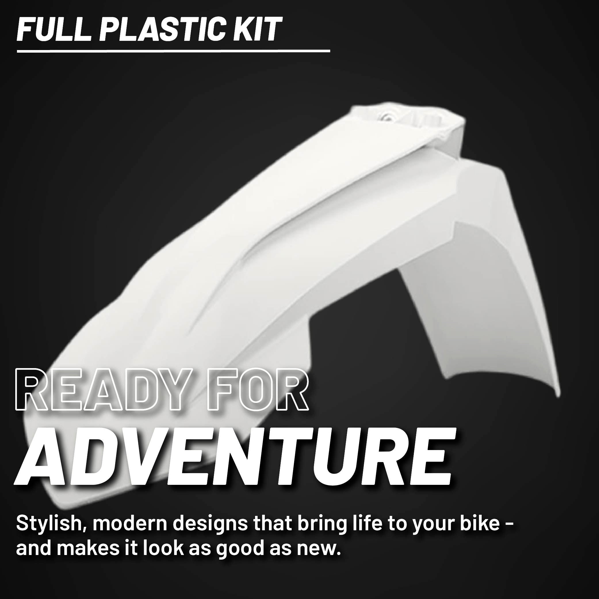 Polisport Motocross (MX) Replica Plastic Kit for KTM EXC/EXC-F & XC-W/XCF-W (2017–2019) Dirt Bike – OEM Quality, Durable, Flexible & Perfect Fit – White