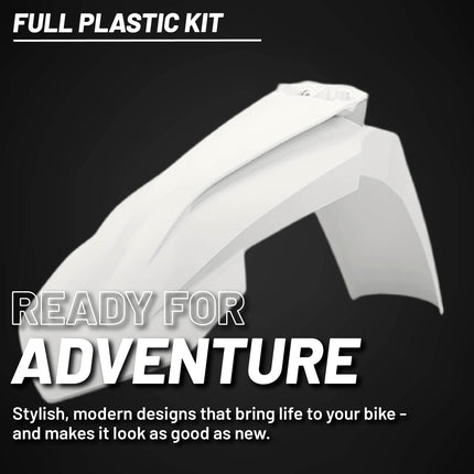 Polisport Motocross (MX) Replica Plastic Kit for KTM EXC/EXC-F & XC-W/XCF-W (2017–2019) Dirt Bike – OEM Quality, Durable, Flexible & Perfect Fit – White