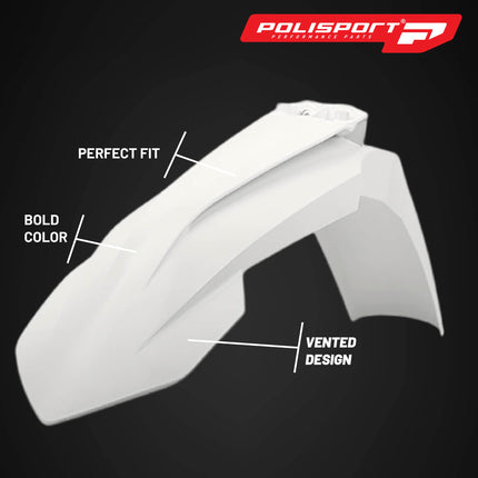 Polisport Motocross (MX) Replica Plastic Kit for KTM EXC/EXC-F & XC-W/XCF-W (2017–2019) Dirt Bike – OEM Quality, Durable, Flexible & Perfect Fit – White