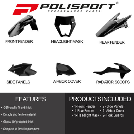 Polisport Motocross (MX) Replica Plastic Enduro Kit for KTM EXC/EXC-F & XC-W/XCF-W (2017