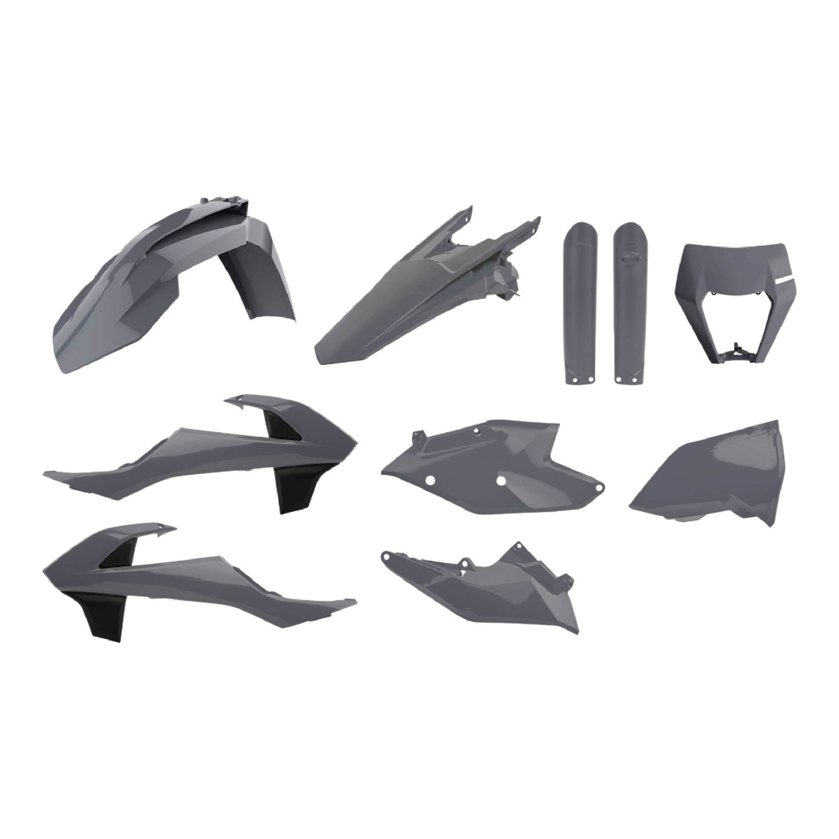 Polisport Motocross (MX) Replica Plastic Kit for KTM EXC/EXC-F & XC-W/XCF-W (2017–2019) Dirt Bike – OEM Quality, Durable, Flexible & Perfect Fit – Nardo Grey
