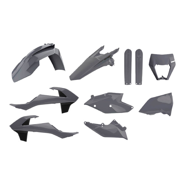 Polisport Motocross (MX) Replica Plastic Kit for KTM EXC/EXC-F & XC-W/XCF-W (2017–2019) Dirt Bike – OEM Quality, Durable, Flexible & Perfect Fit – Nardo Grey