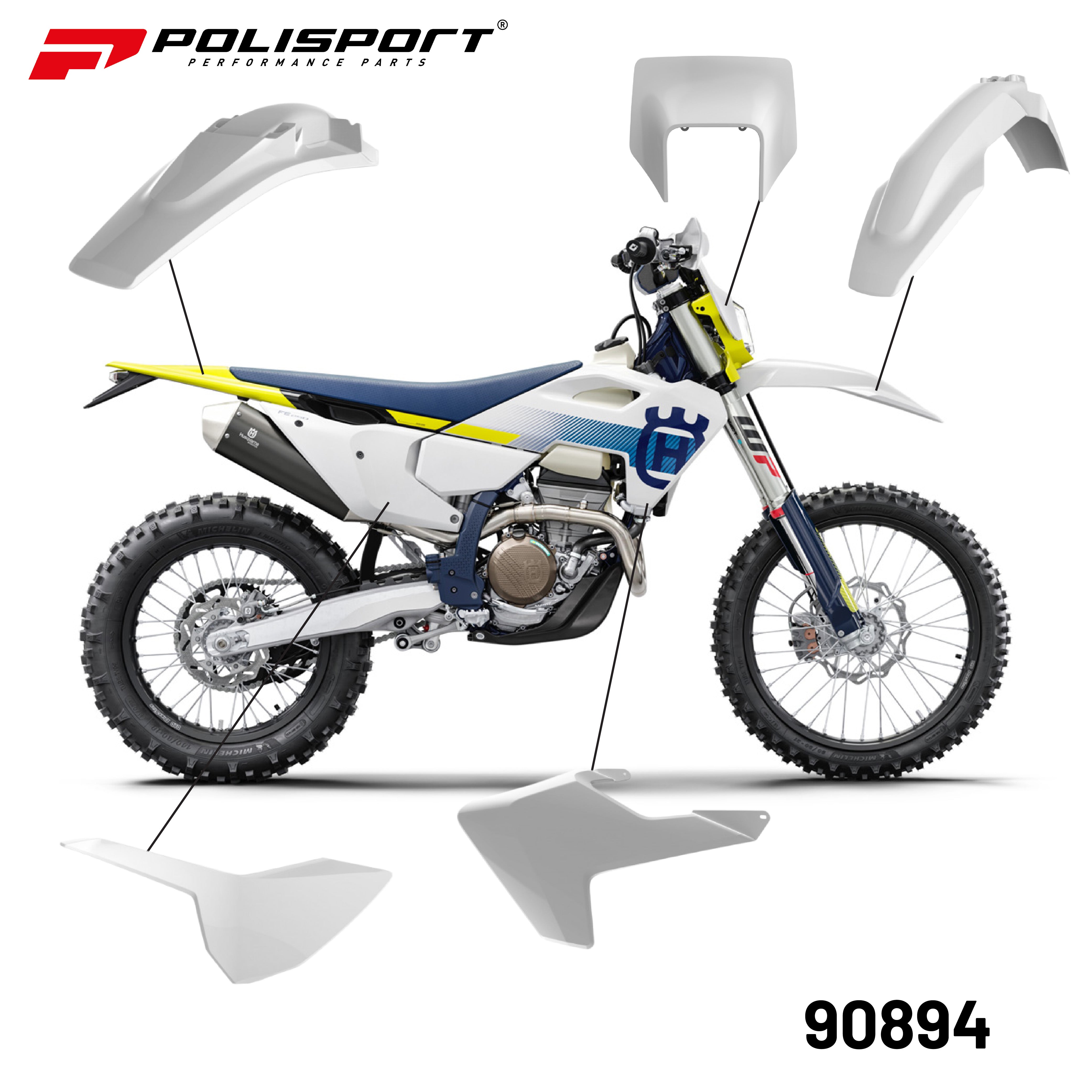 Polisport Plastic Restyling Kit for Husqvarna TE/FE (2017-2019) White