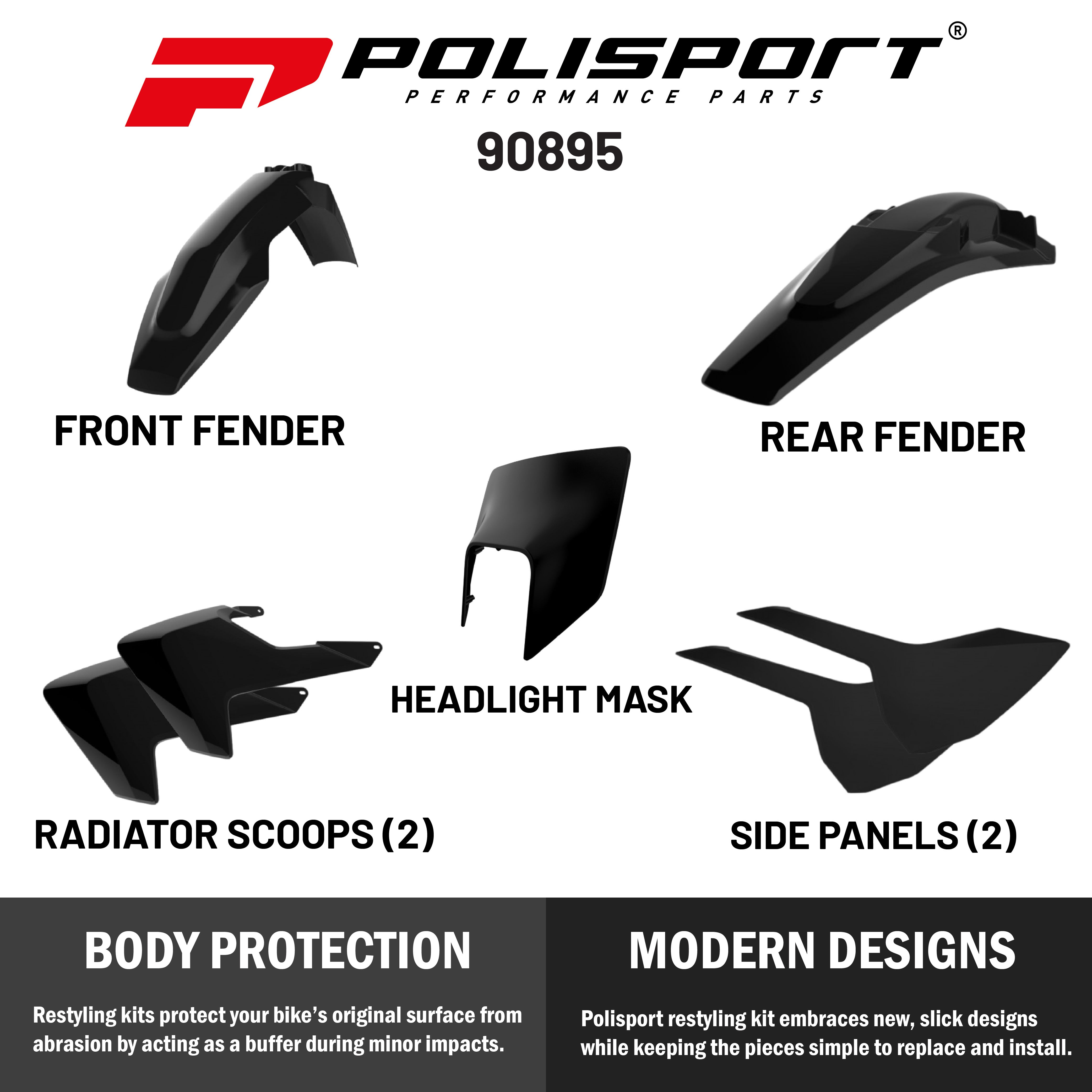 Polisport Motocross (MX) Replica Plastic Enduro Kit for Husqvarna TE/FE (2017-19) Dirt Bike