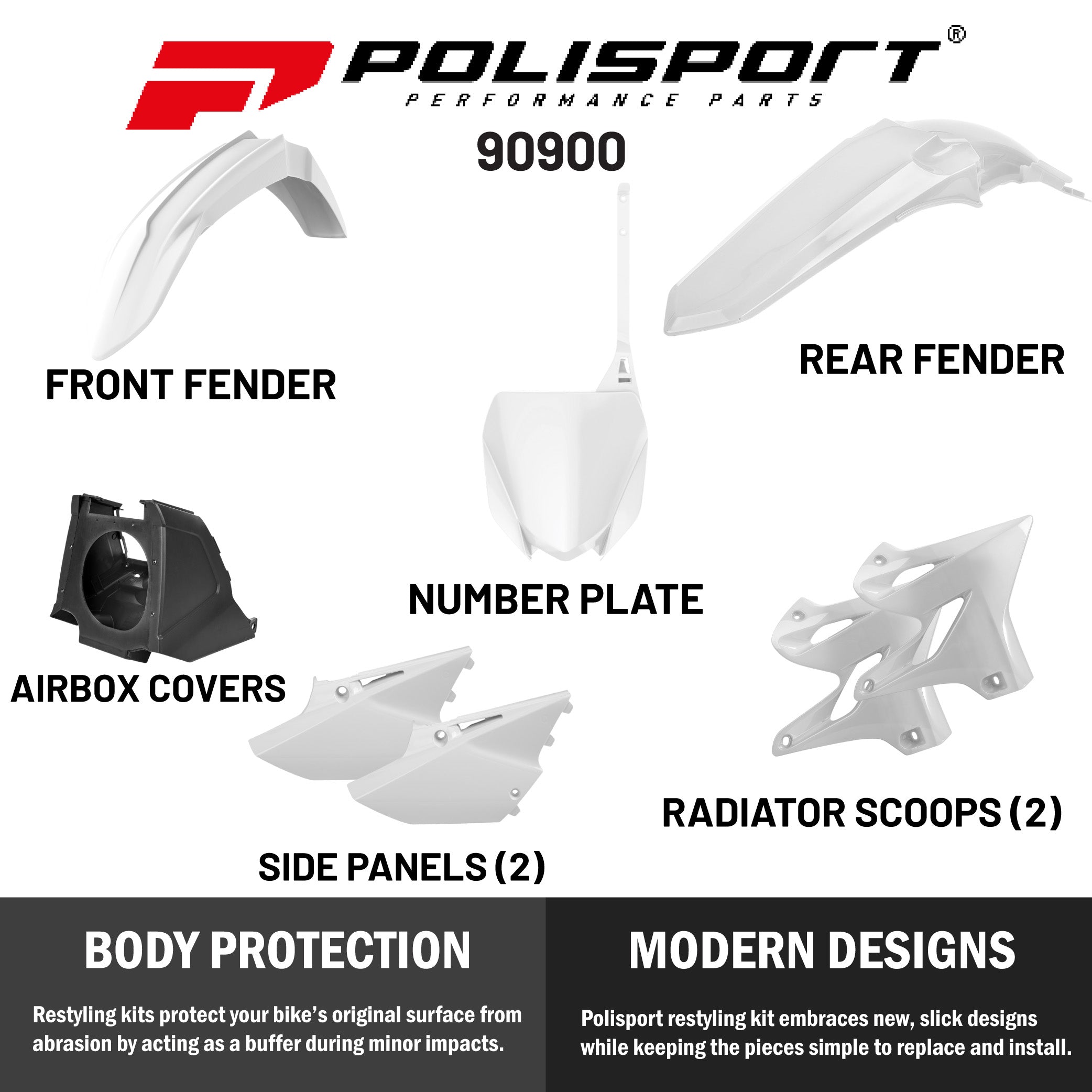 Polisport Restyling Plastic Kit Yamaha YZ 125/250 (2002-2021) OEM Quality- White