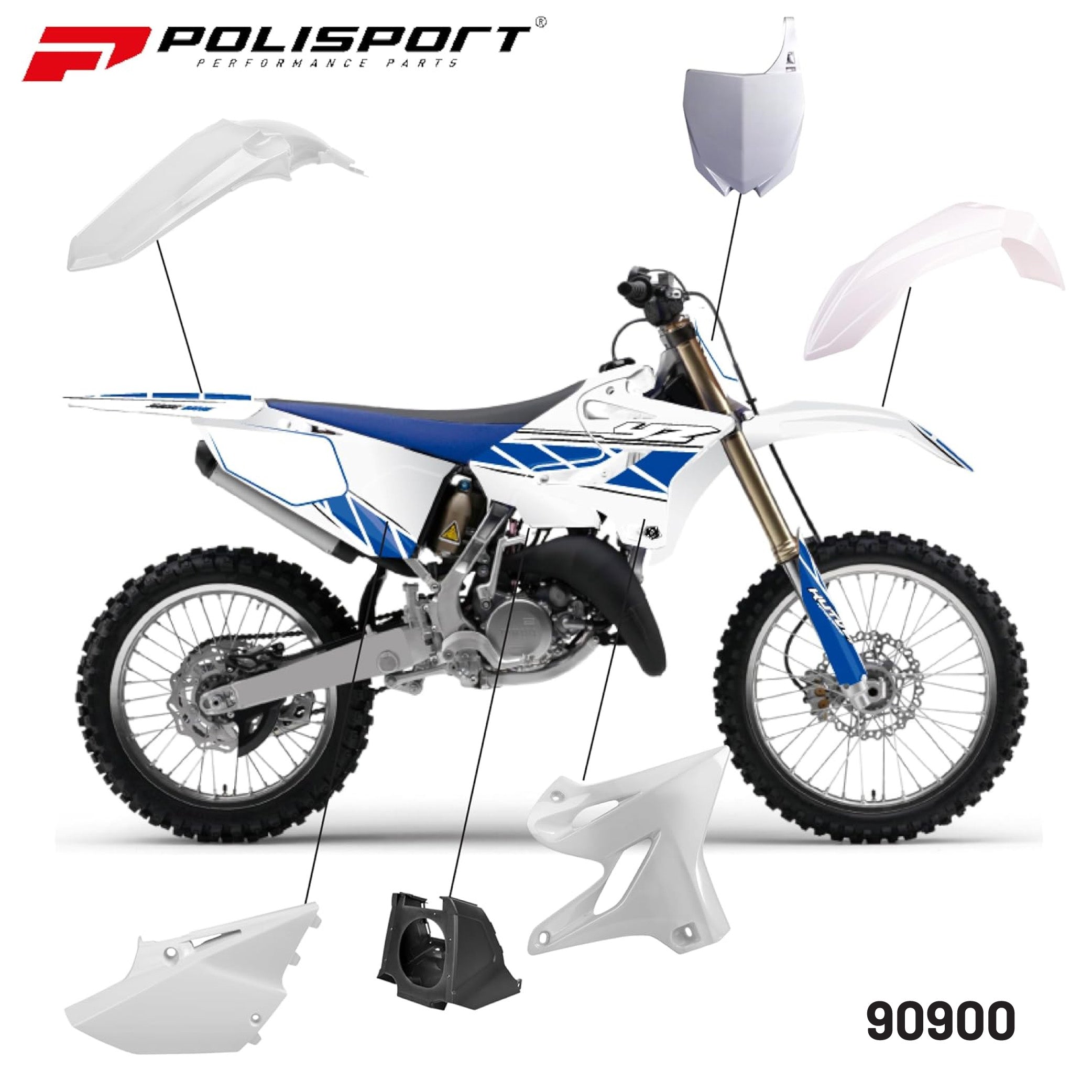 Polisport Restyling Plastic Kit Yamaha YZ 125/250 (2002-2021) OEM Quality- White