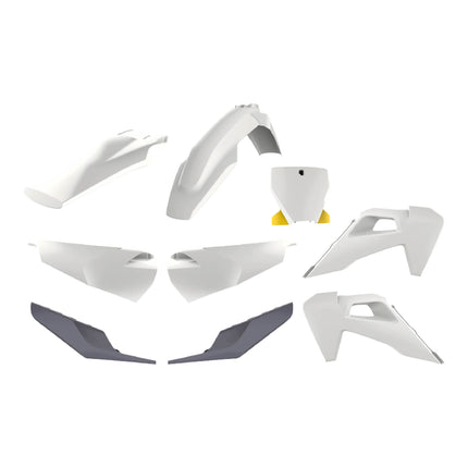 Polisport Motocross (MX) Replica Plastic Kit for Husqvarna TC250 (2019 - 2022) Dirt Bike – OEM Quality, Durable, Flexible & Perfect Fit – White/Yellow
