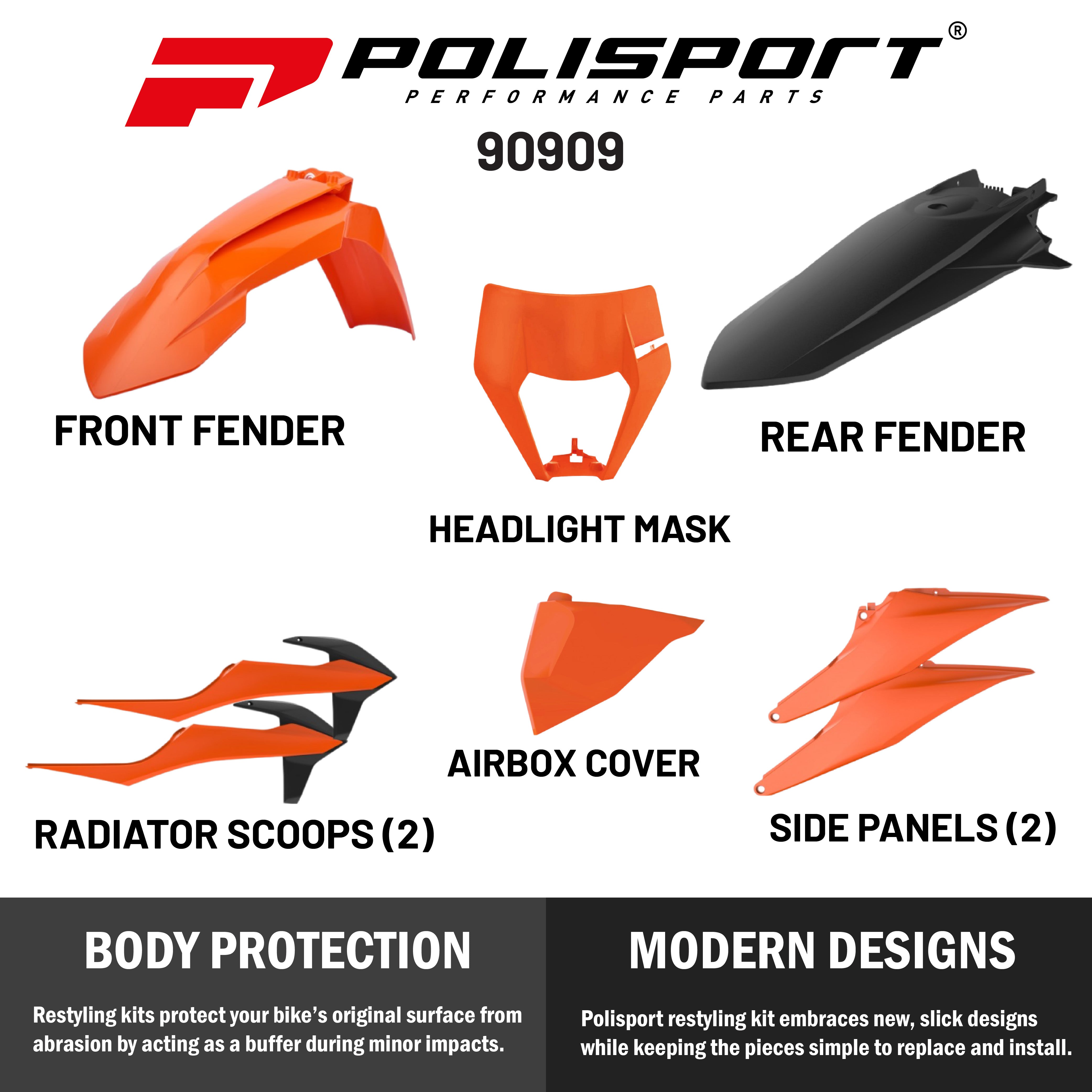 Polisport Motocross (MX) Replica Plastic Enduro Kit for KTM EXC/EXC-F/XC-W/XCF-W (2022) Dirt Bike