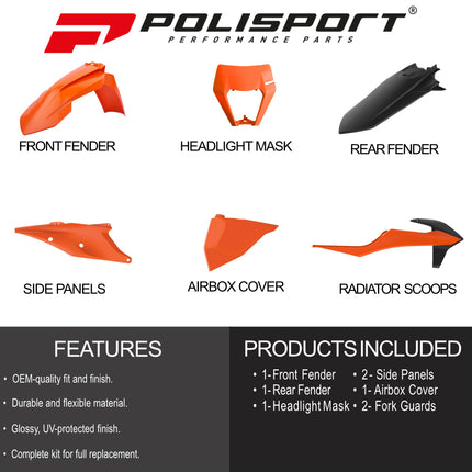 Polisport Motocross (MX) Replica Plastic Enduro Kit for KTM EXC/EXC-F/XC-W/XCF-W (2022) Dirt Bike