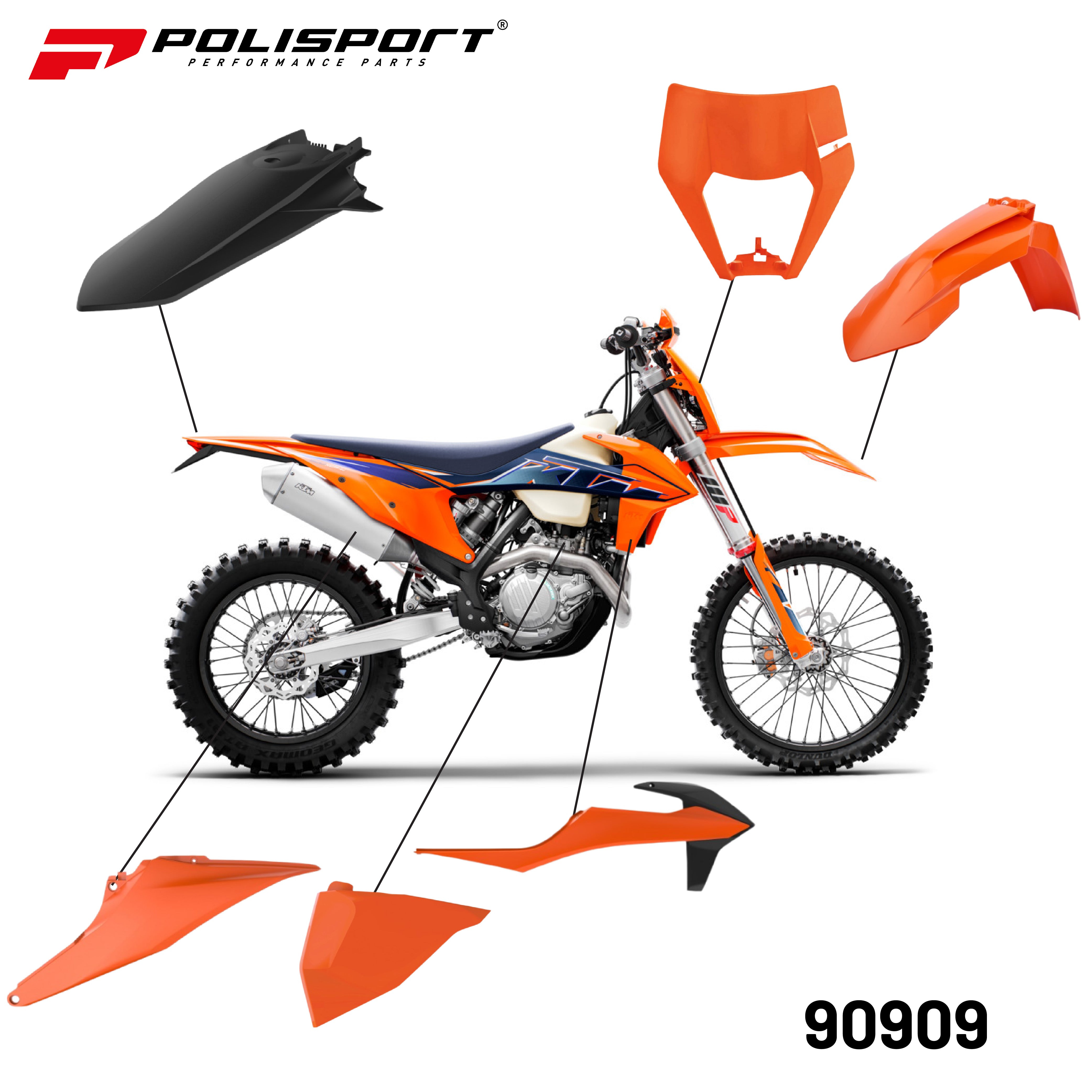 Polisport Motocross (MX) Replica Plastic Enduro Kit for KTM EXC/EXC-F/XC-W/XCF-W (2022) Dirt Bike
