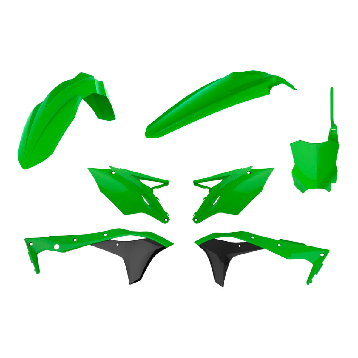 Polisport Motocross (MX) Replica Plastic Kit for Kawasaki KX 250F (2017-20) Dirt Bike – OEM Quality, Durable, Flexible & Perfect Fit – Green/Black