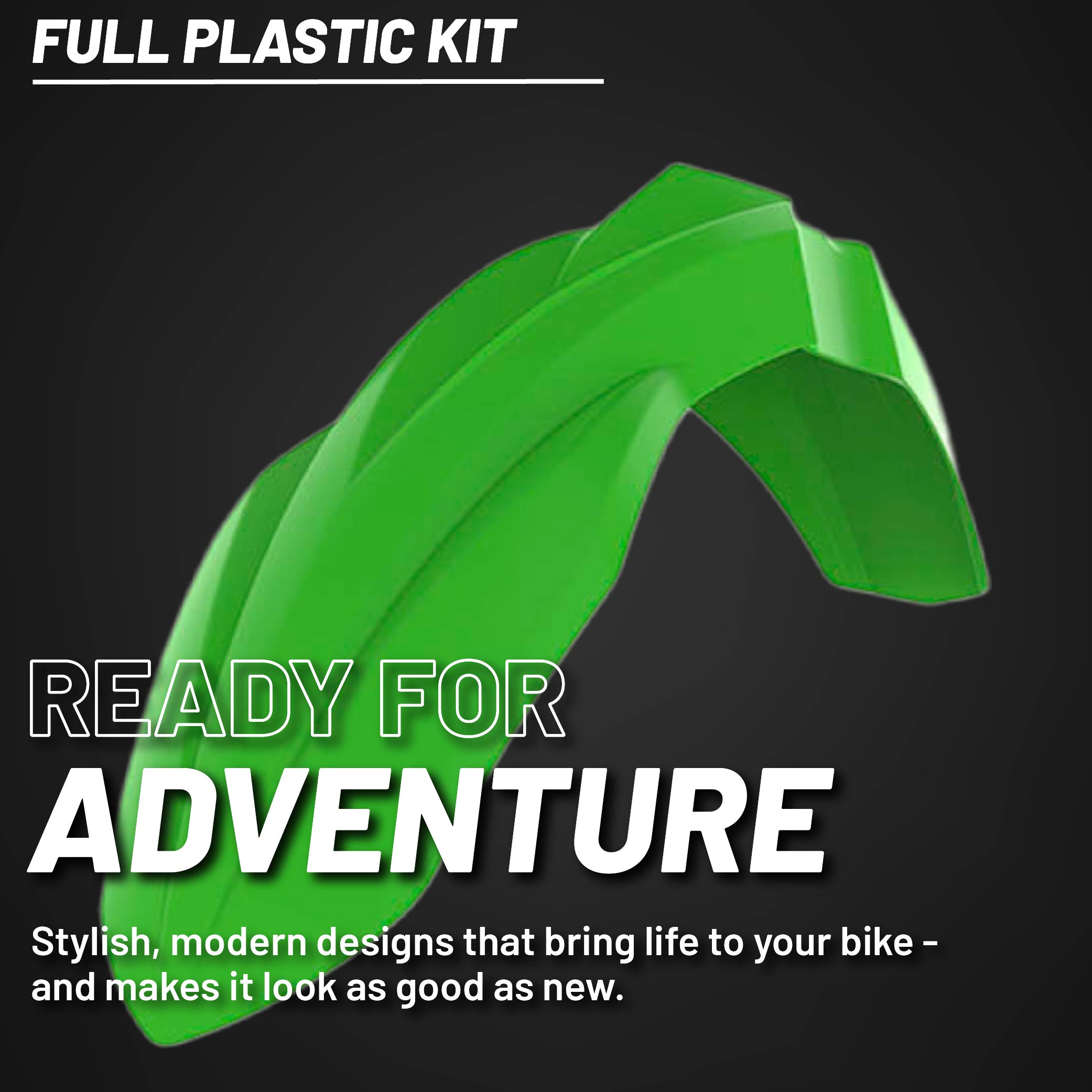 Polisport Motocross (MX) Replica Plastic Kit for Kawasaki KX 250F (2017-20) Dirt Bike – OEM Quality, Durable, Flexible & Perfect Fit – Green/Black