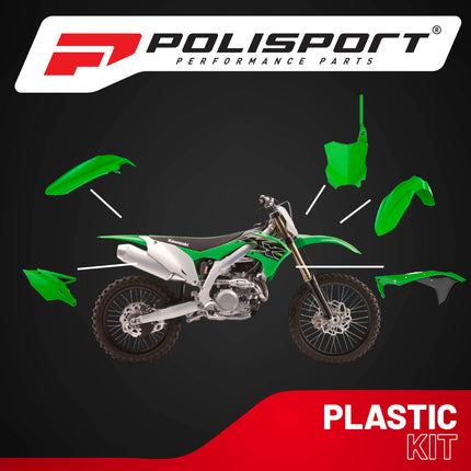 Polisport Motocross (MX) Replica Plastic Kit for Kawasaki KX 250F (2017-20) Dirt Bike – OEM Quality, Durable, Flexible & Perfect Fit – Green/Black