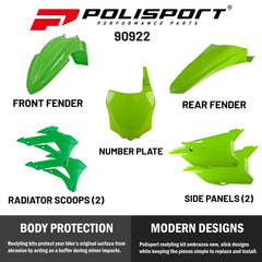 Polisport Plastic Restyling Kit for Kawasaki KX 85/100/112 (2014-2021) Green
