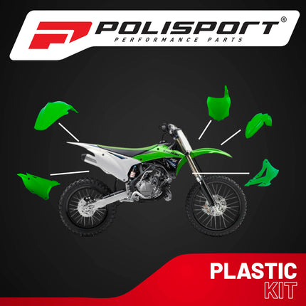 Polisport Motocross (MX) Replica Plastic Kit for Kawasaki KX 85/100/112 (2014-21) Dirt Bike – OEM Quality, Durable, Flexible & Perfect Fit – Green